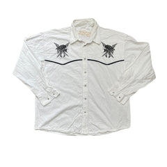 Vintage Stars &amp; Stripes Western Cowboy Shirt Eagle Motif Size XL White