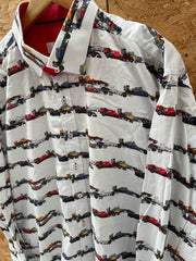 Claudio Lugli Couture Men's Formula 1 Racing Car Print Shirt - Size 3XL