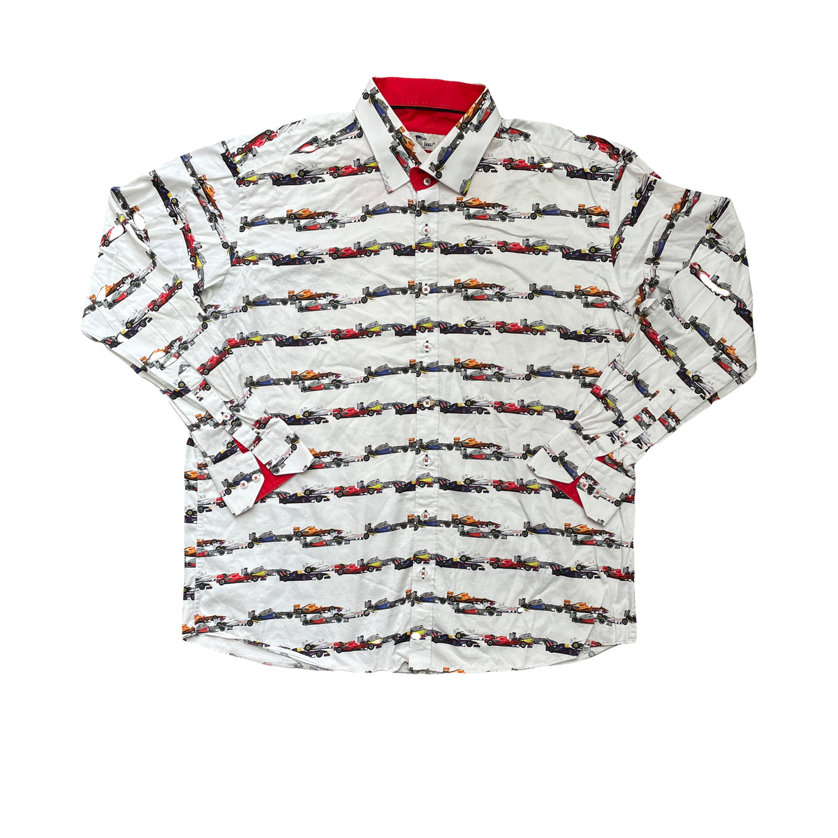Claudio Lugli Couture Men's Formula 1 Racing Car Print Shirt - Size 3XL