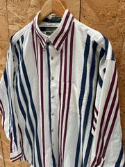 Vintage Reed James Loafers White Striped Preppy Shirt Mens L