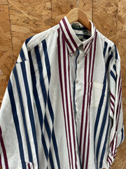 Vintage Reed James Loafers White Striped Preppy Shirt Mens L