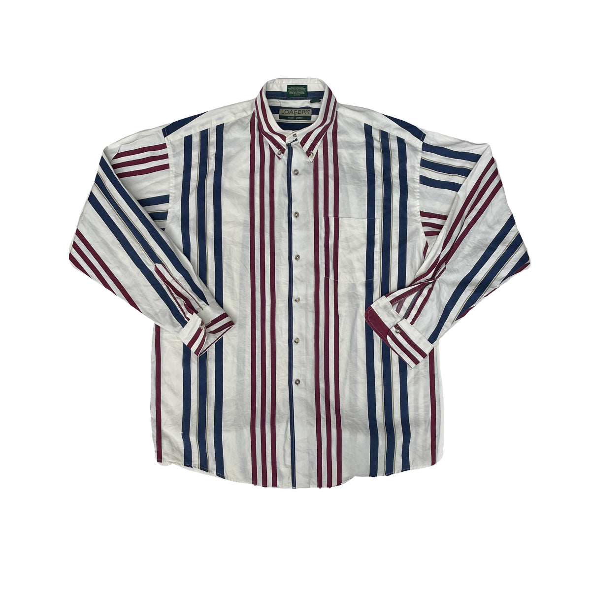 Vintage Reed James Loafers White Striped Preppy Shirt Mens L