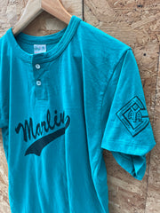 Vintage 80s Germantown Marlins Teal Baseball USA College T-Shirt Size L