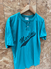 Vintage 80s Germantown Marlins Teal Baseball USA College T-Shirt Size L