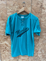Vintage 80s Germantown Marlins Teal Baseball USA College T-Shirt Size L