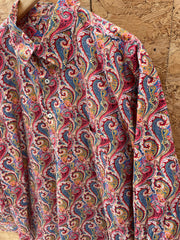 Vintage Alan Flusser Long Sleeve Paisley Ugly Crazy Shirt - Size XL