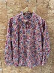 Vintage Alan Flusser Long Sleeve Paisley Ugly Crazy Shirt - Size XL