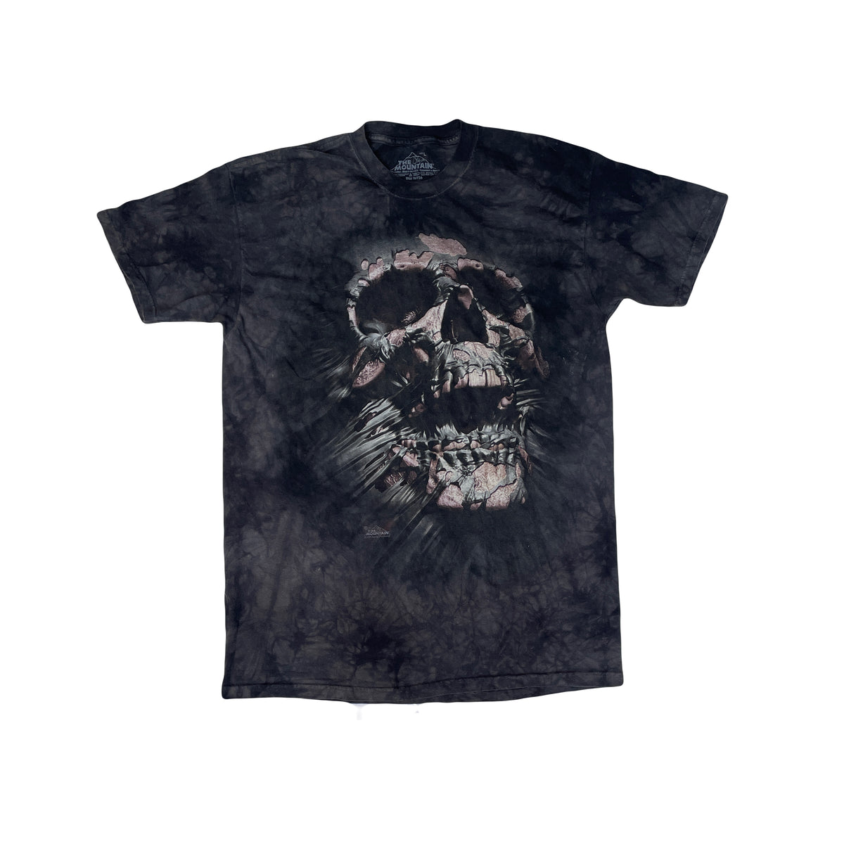 The Mountain L Skull Grungy Tie Dye T-Shirt Adult Large Black Graphic Tee