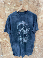 The Mountain L Skull Grungy Tie Dye T-Shirt Adult Large Black Graphic Tee