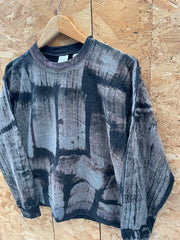 Vintage 90s Tie Dye Acid Wash Crewneck Sweatshirt M Black Grey Abstract