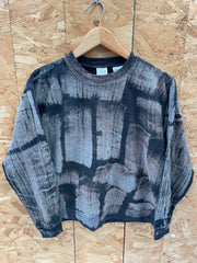 Vintage 90s Tie Dye Acid Wash Crewneck Sweatshirt M Black Grey Abstract