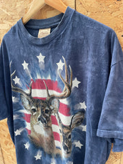 Vintage The Mountain XXL T-Shirt - Deer &amp; American Flag - Dark Blue