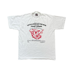 Vintage 90s Single Stitch Native American Pow Wow T-Shirt - White - Size L