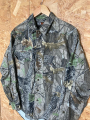 Vintage Y2K Hillman Realtree Mossy Oak style realistic camo beige green brown hunting shirt size lar