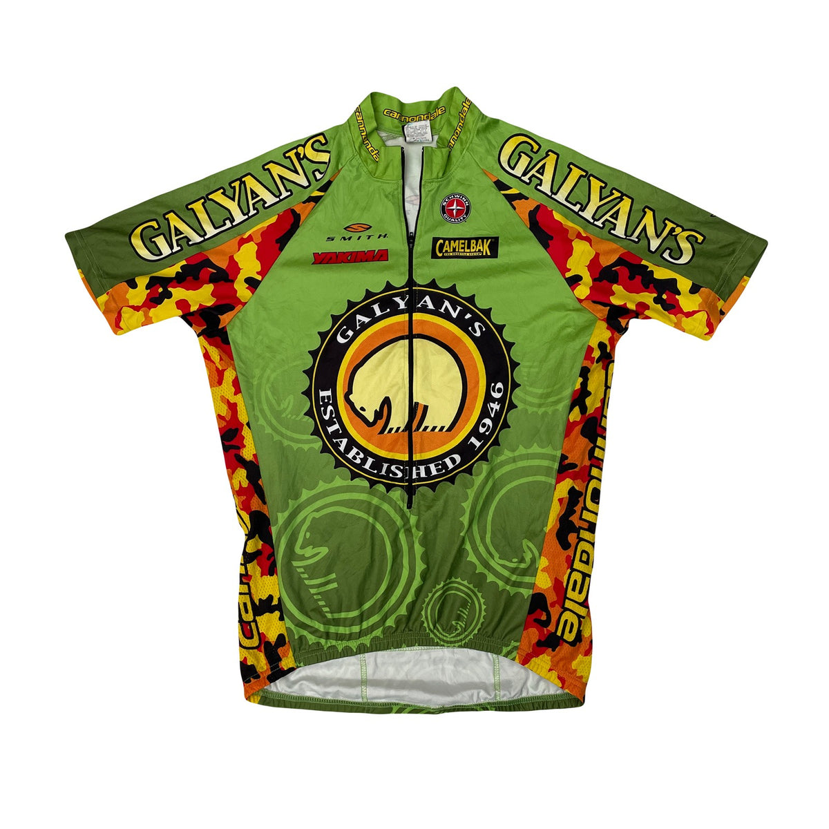Vintage Cannondale Galyan's Cycling Jersey Green Yellow Red Short Sleeve Men's L