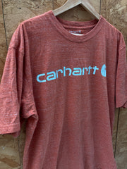 Vintage Y2K Carhartt salmon loose fit print worker t-shirt size medium