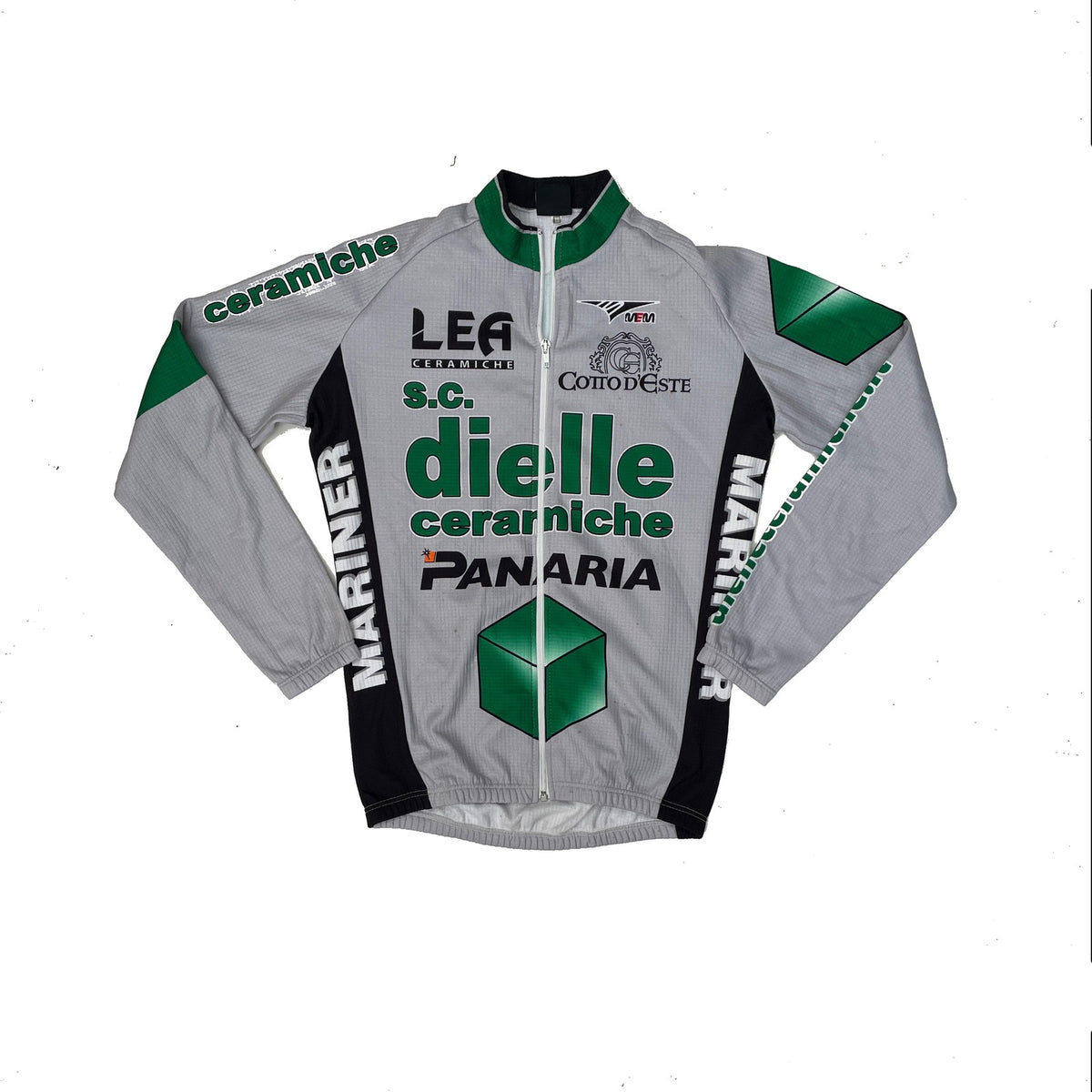 Vintage Dielle Ceramiche Mariner Cycling Jersey Long Sleeve Men's M Grey Green