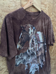 Vintage 90s brown tie-dye Native elder & horse t-shirt size XL by The Mountain