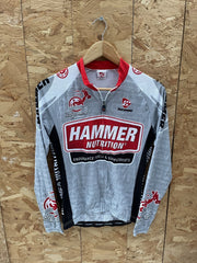 Vtg Bergamo Hammer Nutrition Cycling Jersey Men's S Grey Red Long Sleeve