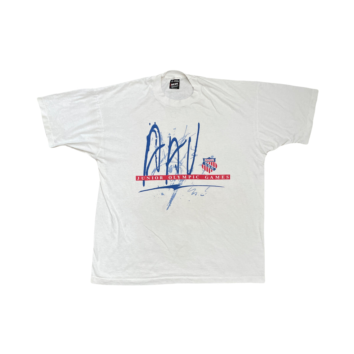 Vintage 90s Single Stitch Junior Olympic Games T-Shirt XL White USA Athletic