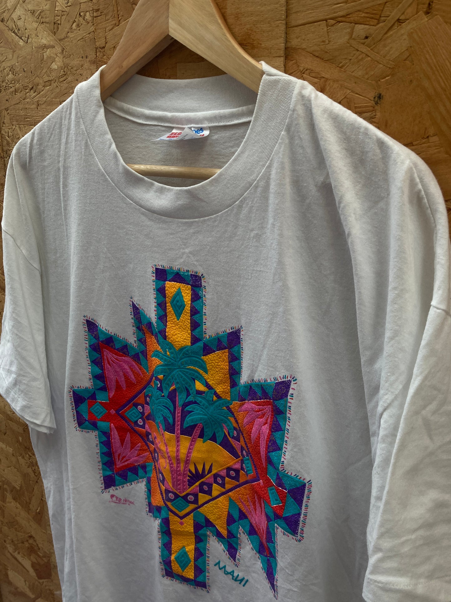 Vintage 90s Maui foam print souvenir single stitch t-shirt size XL by Hanes