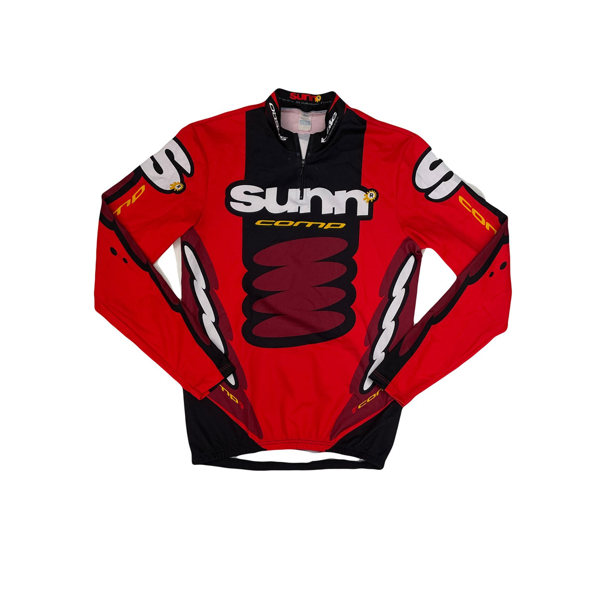 Vintage Sunn Comp Cycling Jersey Long Sleeve Red Black Men's Size M