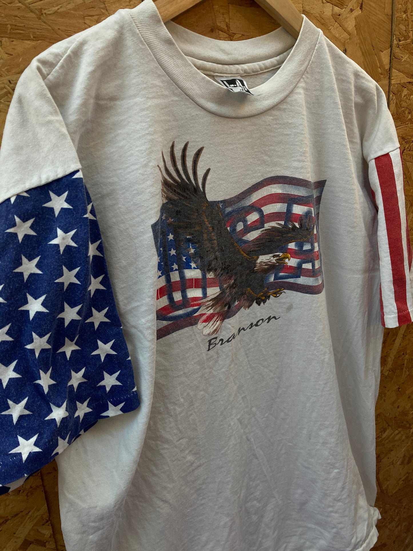 Vintage 90s Stars & Stripes flag eagle Branson USA single stitch t-shirt size XL