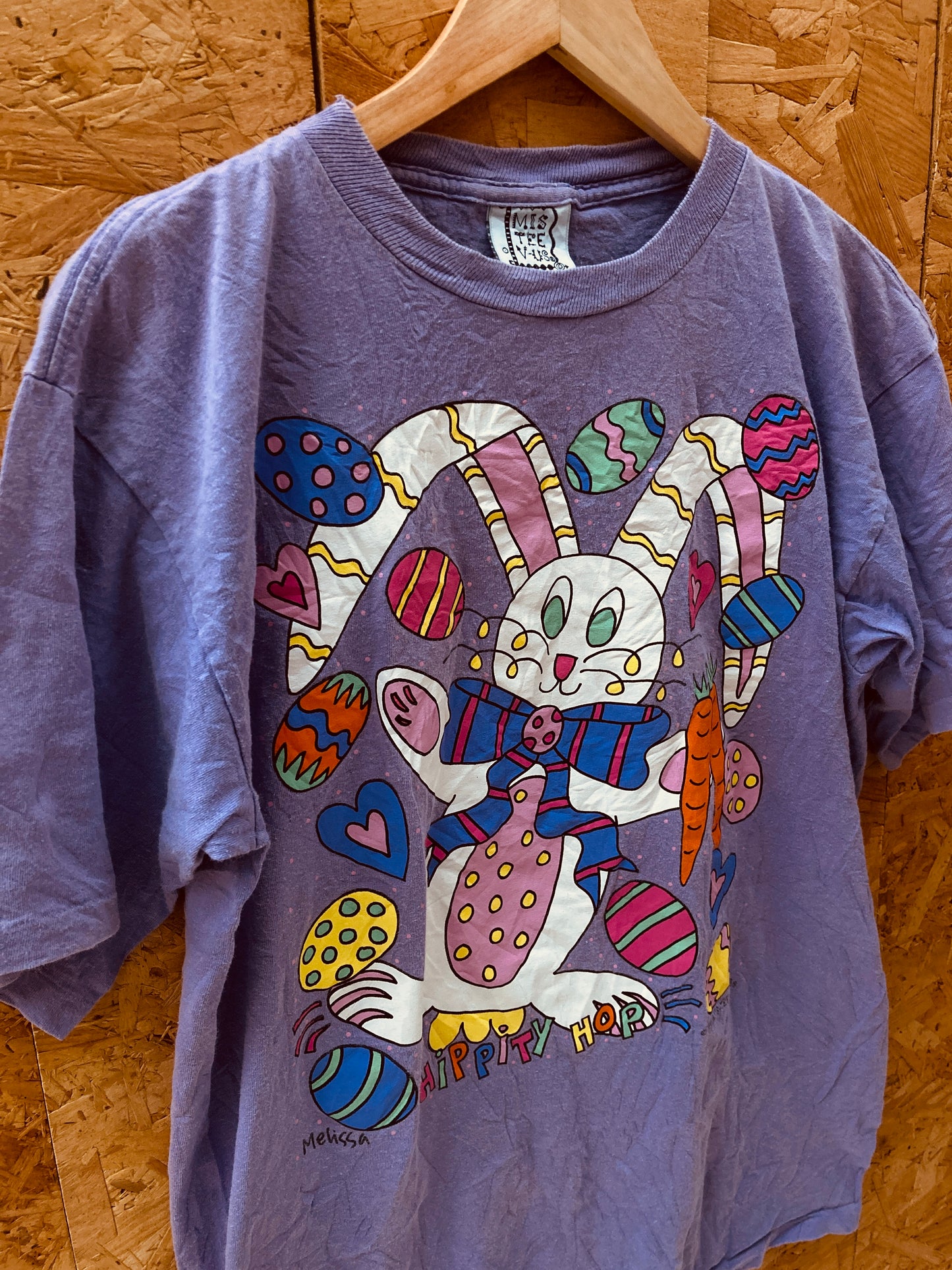 Vintage 90s wavy rabbit cartoon lilac purple single stitch T-shirt size large