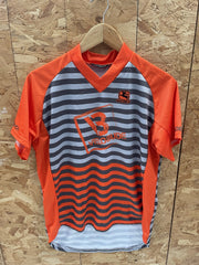 Giordana Cycling Jersey Men's S Orange Grey Striped Short Sleeve "VELOBUDE"