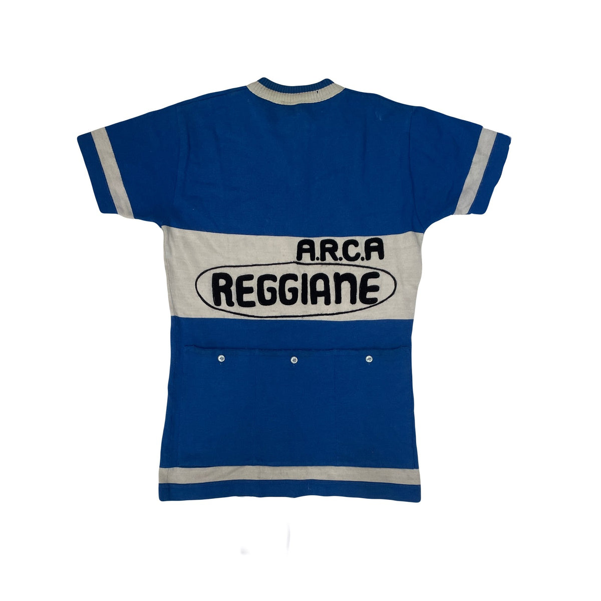Vintage ARCA Reggiane Cycling Jersey Blue White Short Sleeve Men's XL