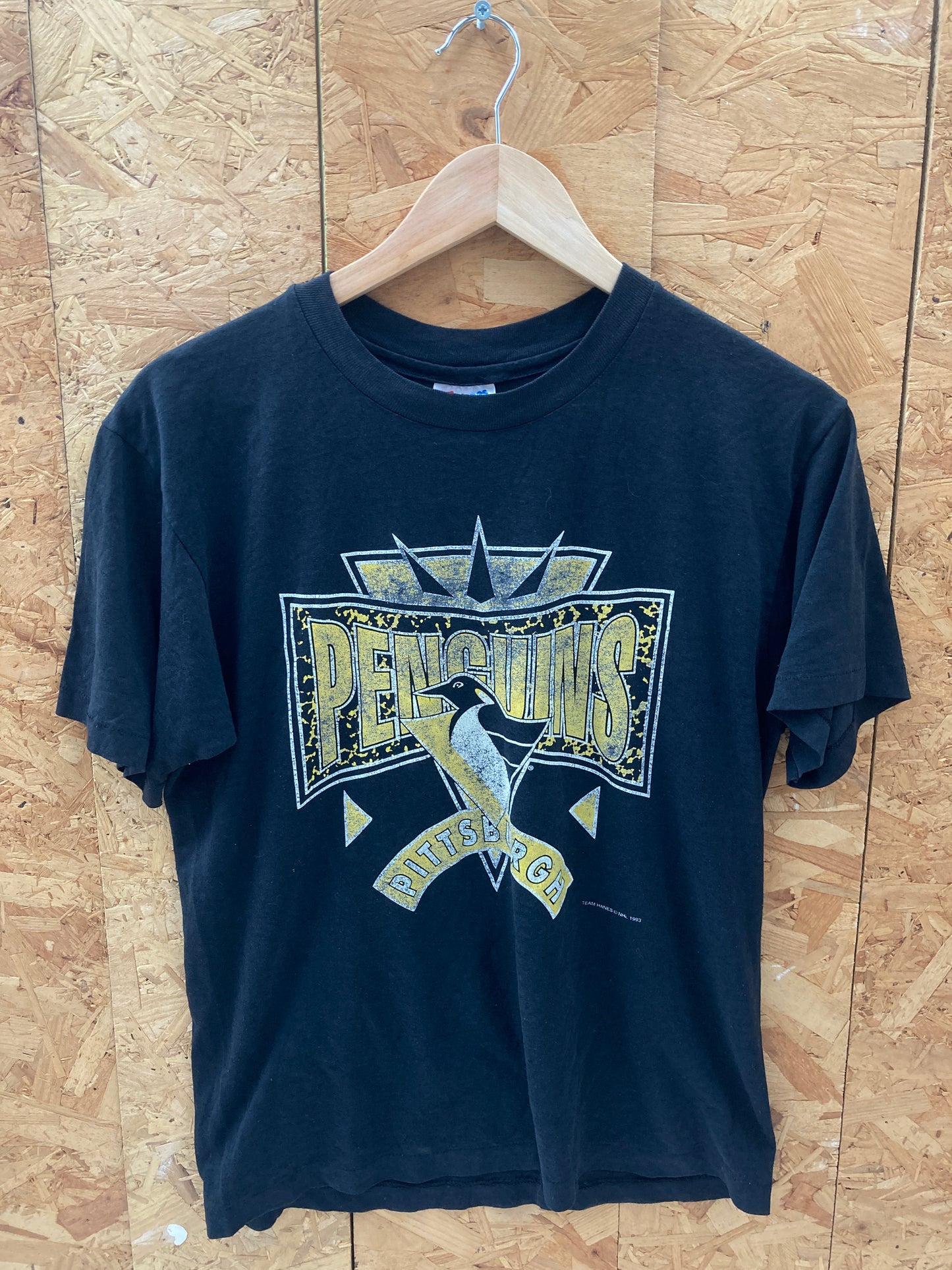 Vintage 93 Pittsburgh Penguins souvenir single stitch black t-shirt size small