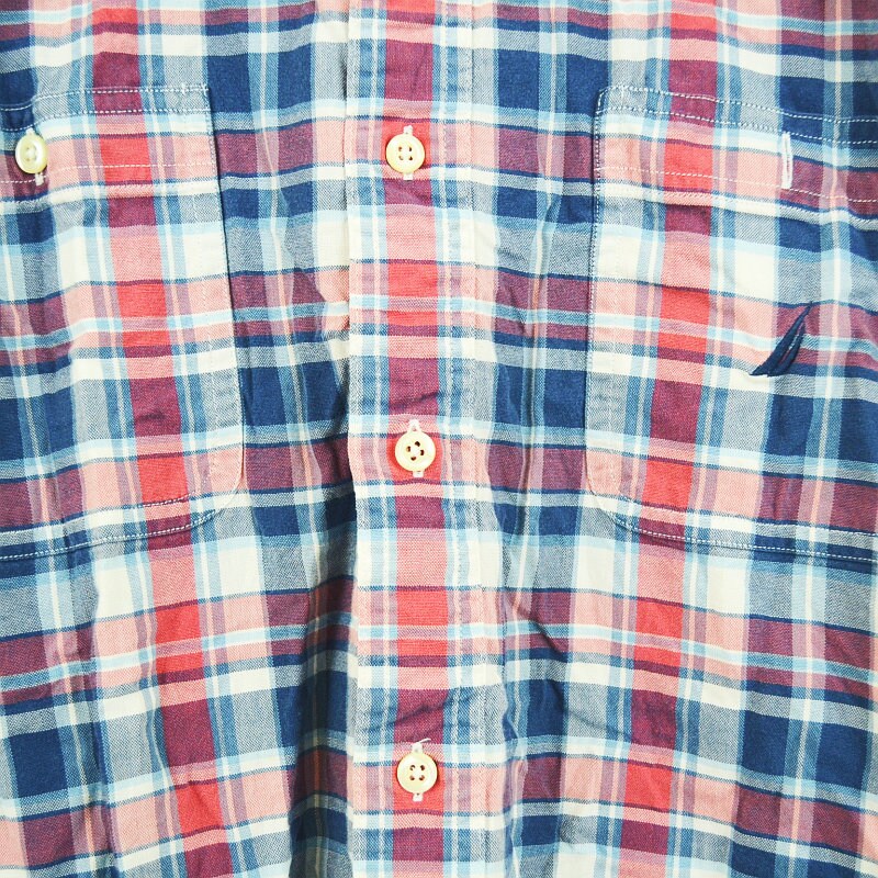 Vintage Y2K Nautica red blue white check preppy shirt size large