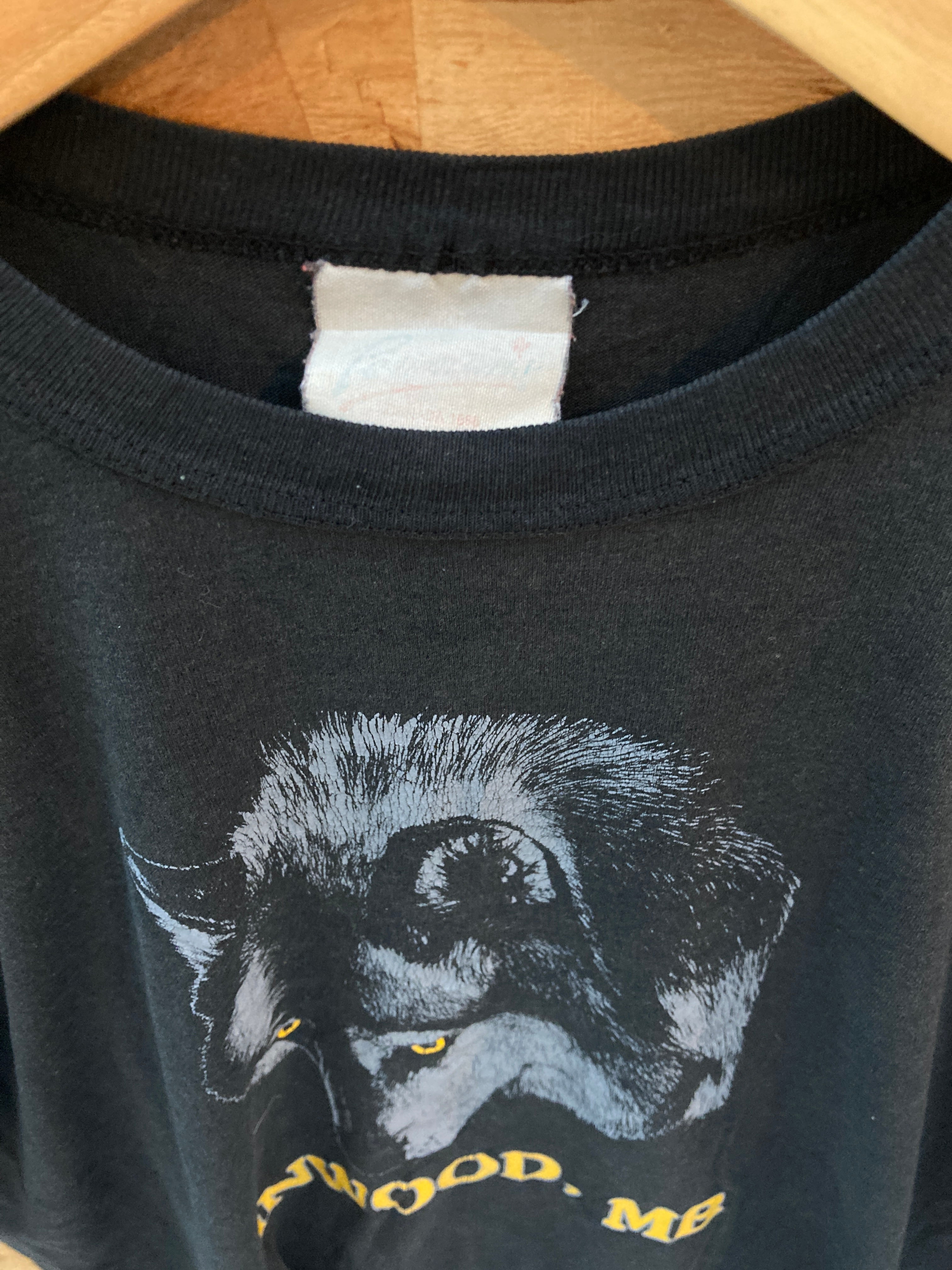 Vintage 70s Inwood Manitoba wolf print black single stitch t-shirt size small