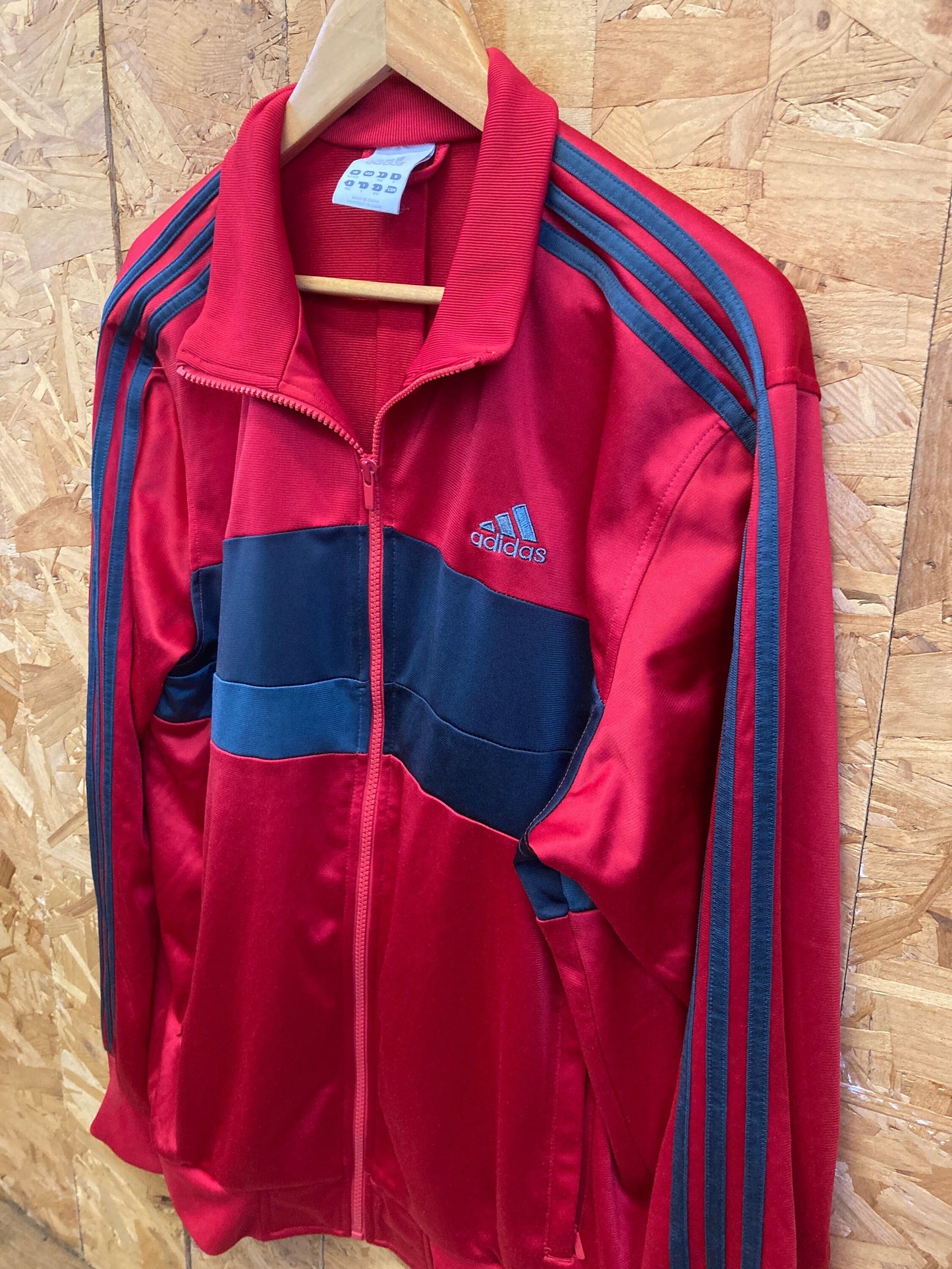 Vintage 90s Adidas red and grey panels stripes zip track top size 42/44 large