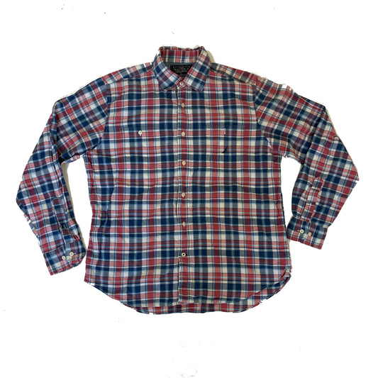 Vintage Y2K Nautica red blue white check preppy shirt size large