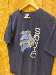 Vintage 90s Sonic The Hedgehog game retro gaming souvenir navy blue t shirt size  3XL