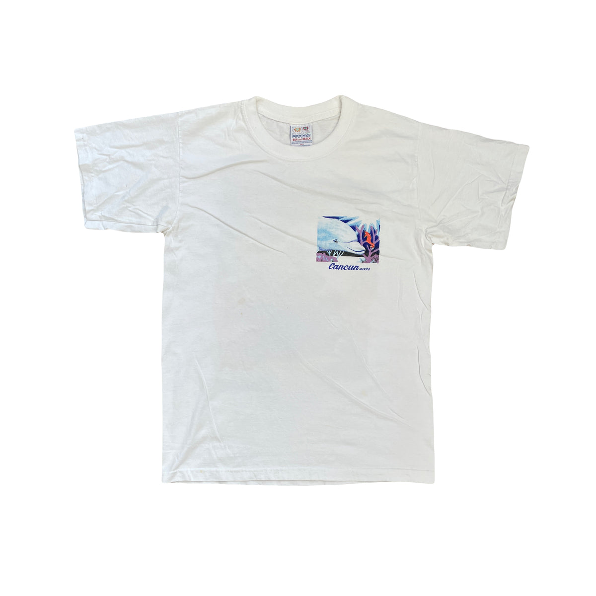 Vintage Sun and Beach Cancun Mexico Dolphin T-Shirt Size M White