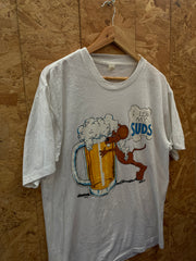 Vintage 90s I love suds cartoon souvenir white single stitch t-shirt size XL