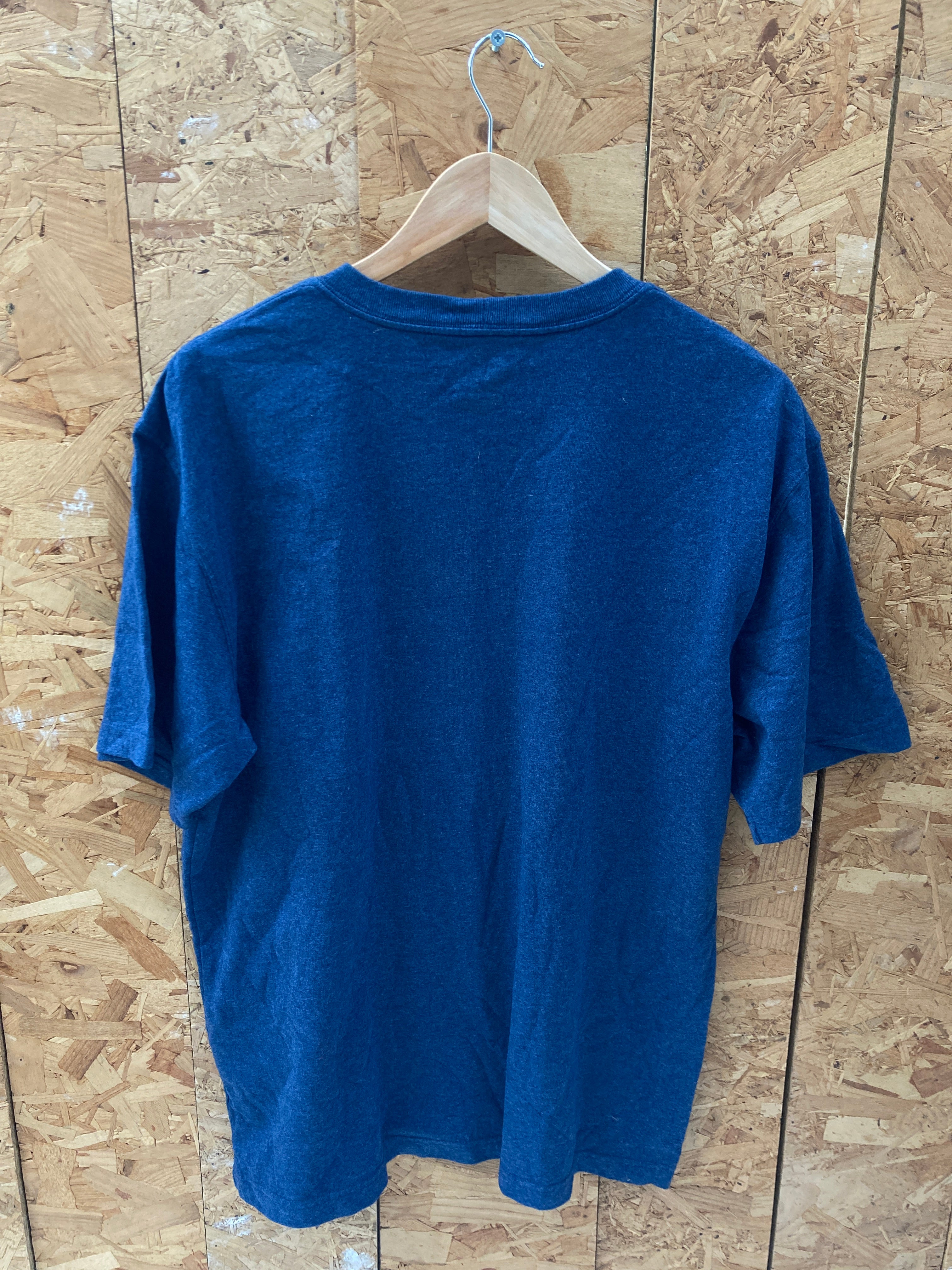 Vintage Carhartt navy blue lime green spell out t-shirt size medium