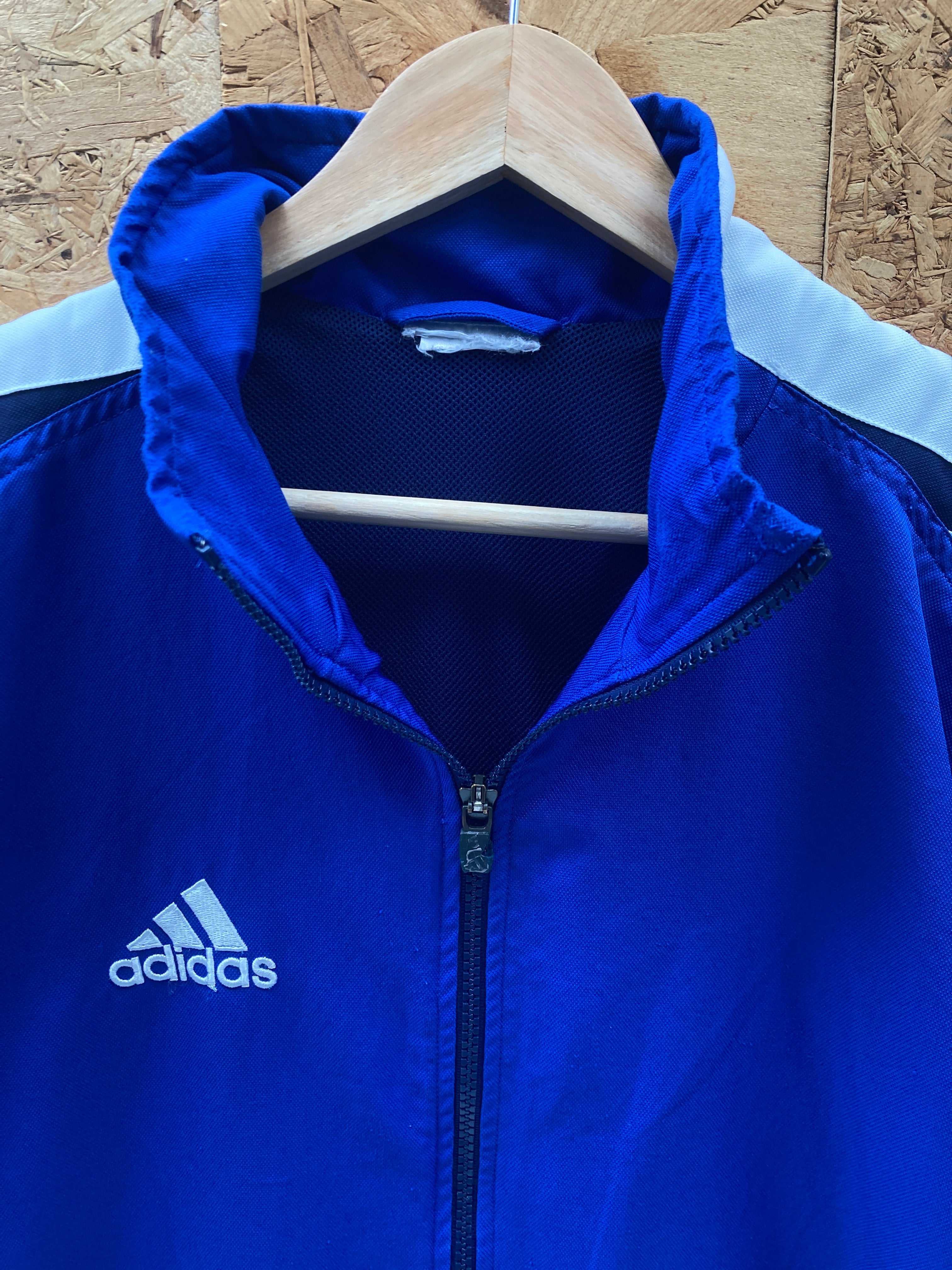 Vintage Y2K navy blue white Adidas climalite shell track jacket size XL