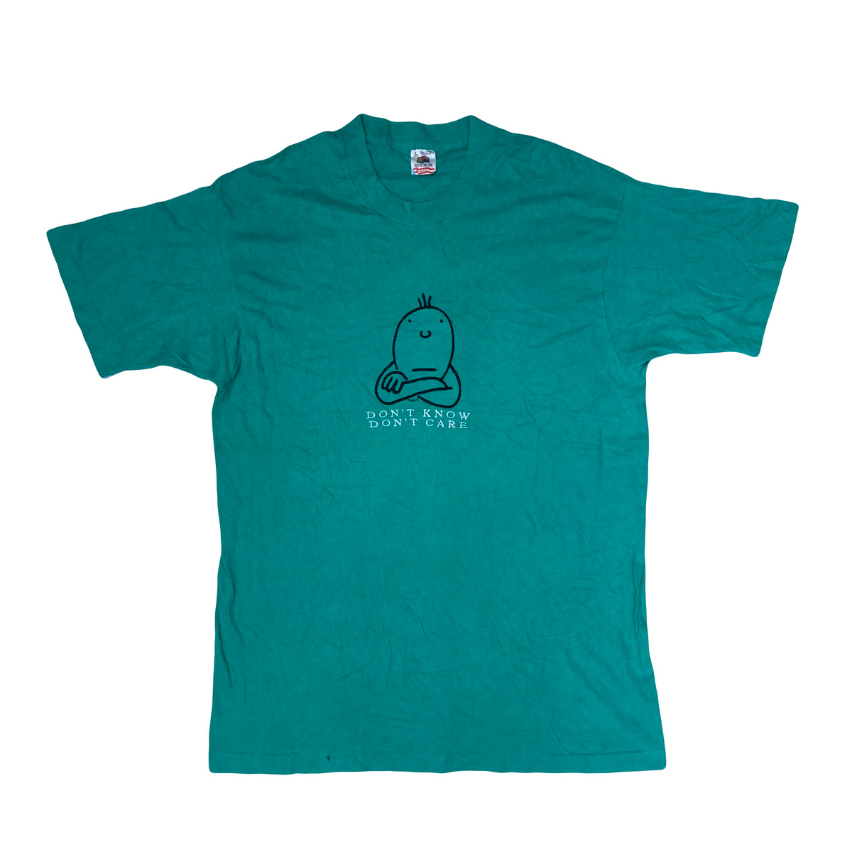Vintage 90s Don't know Don't care embroidered single stitch t-shirt size large