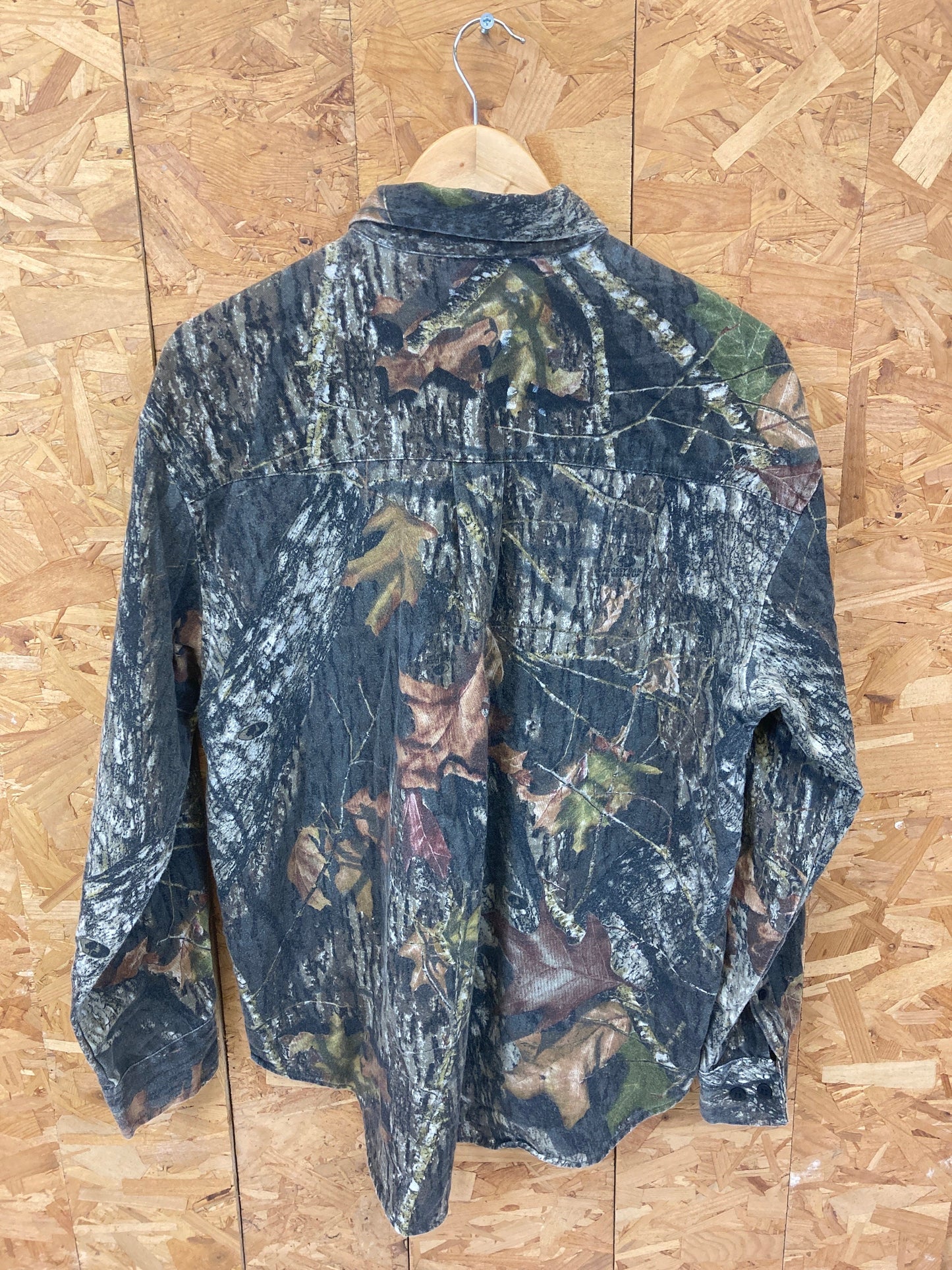 Vintage Y2K Scent Shield Realtree Mossy Oak style realistic camo beige green brown hunting shirt siz