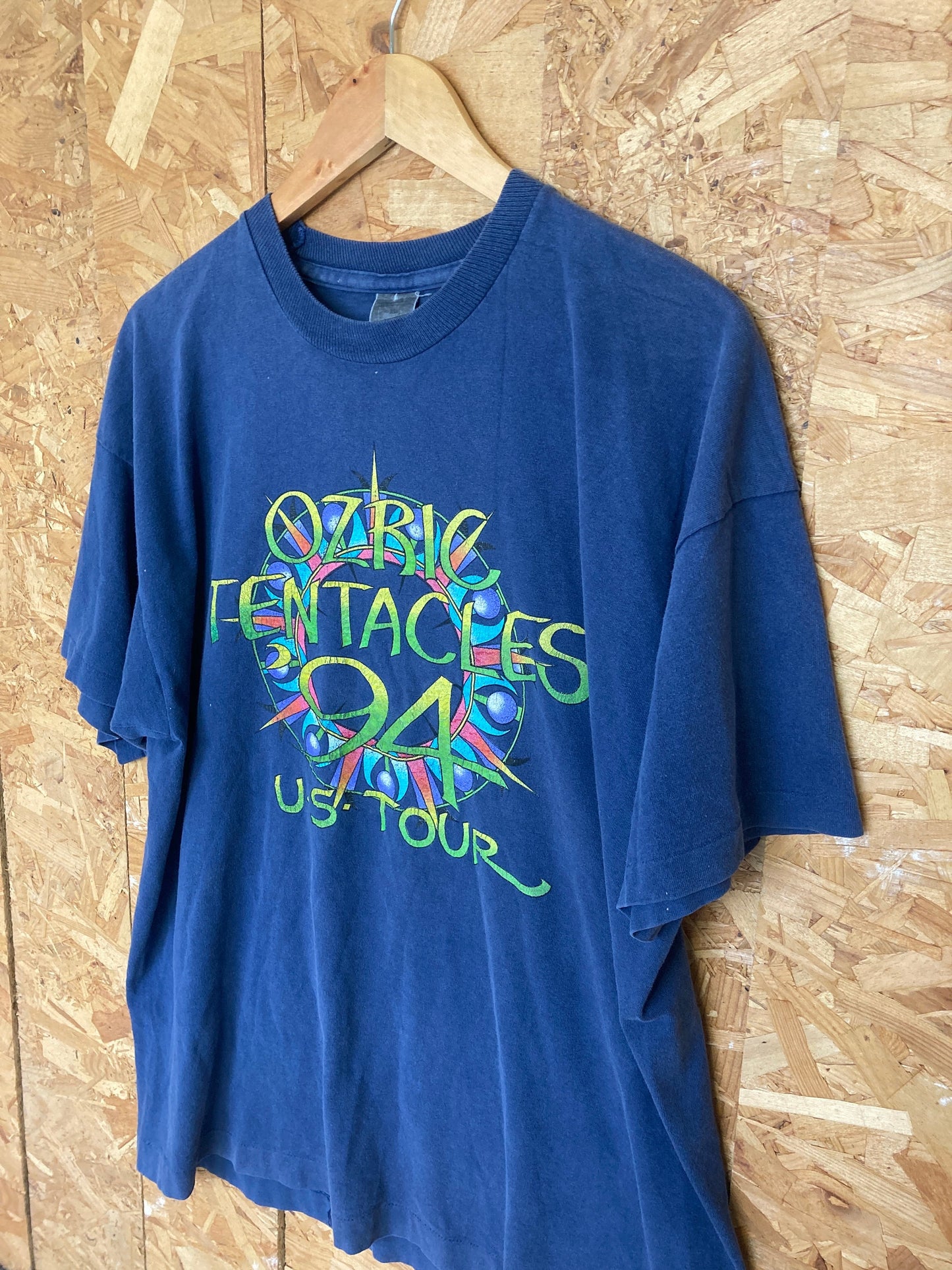 Vintage 94 Ozric Tentacles ultravision USA tour double sided navy blue t shirt size XL