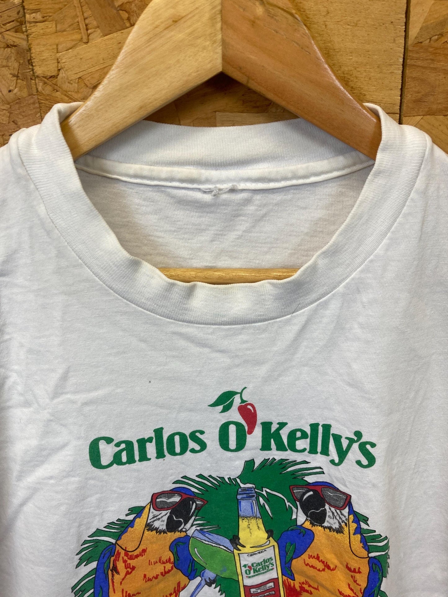 Vintage 80s Carlos O’Kellys Irish bar Mexico diner souvenir white single stitch t shirt size medium