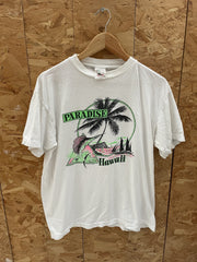 Vintage Paradise Hawaii T-Shirt XL White Palm Tree Single Stitch Tee