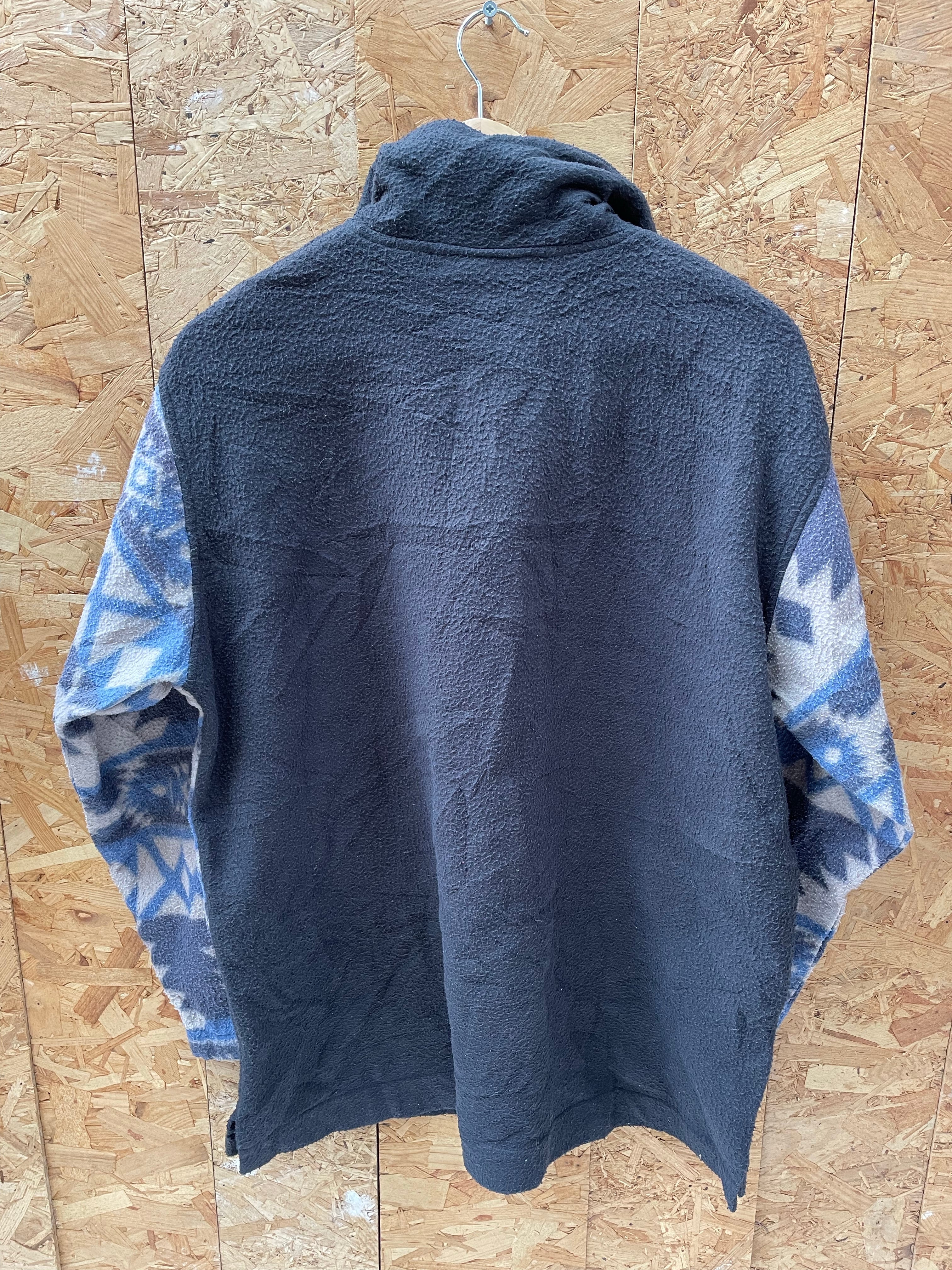 Vintage 90s grey blue aztec Navajo pattern qtr zip fleece size XL by Jeps