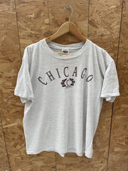 Vintage 90s Single Stitch Chicago Graphic T-Shirt Size L Light Gray