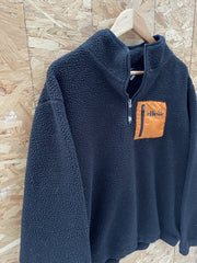 Ellesse Black Chunky Fleece 1/4 Zip Pullover Orange Logo Pocket Size L
