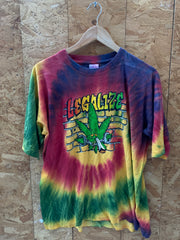 Vintage 90s red yellow green Legalize Cannabis souvenir tie dye t-shirt size XL