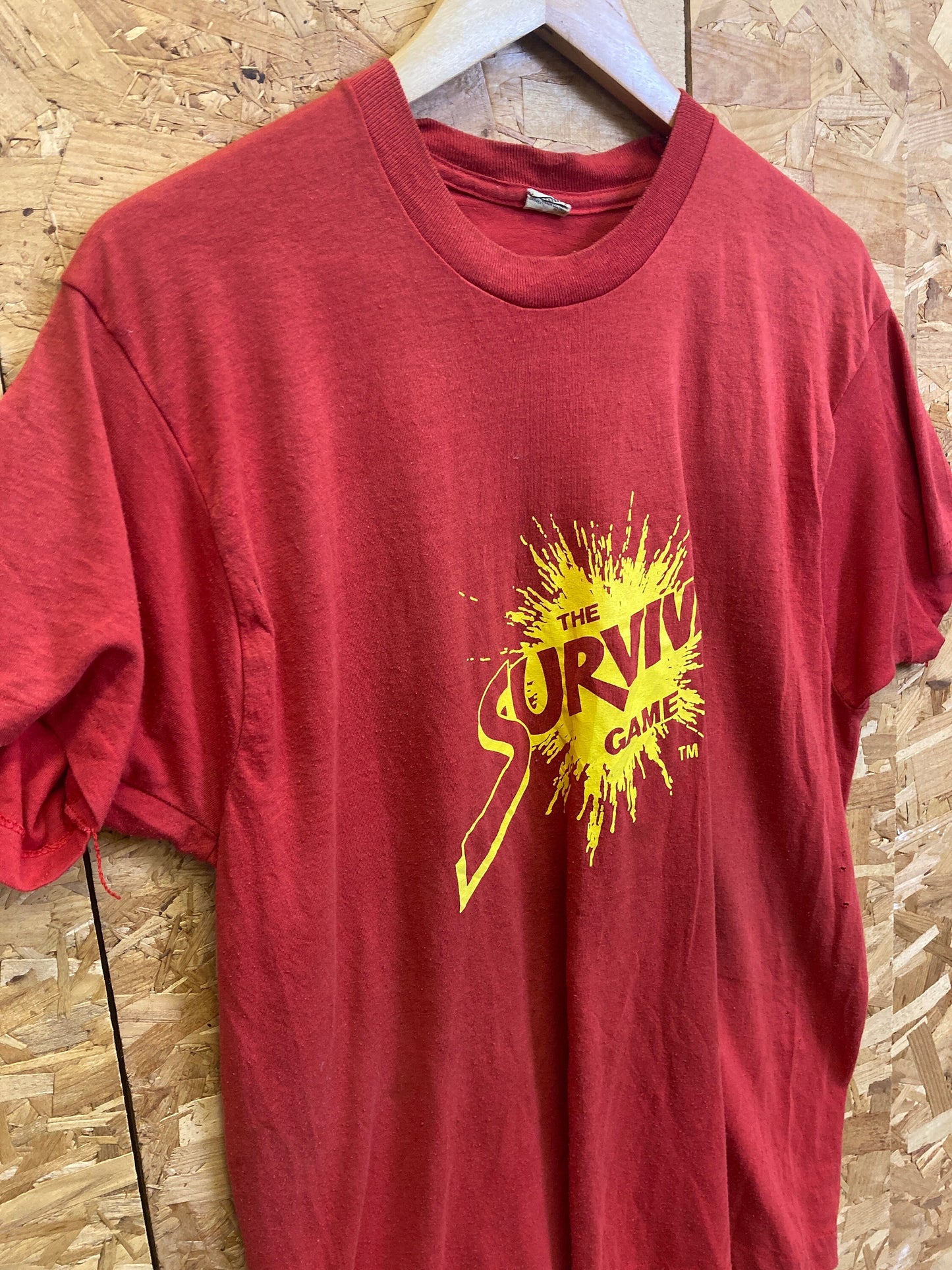 Vintage 90s red yellow The Survival Game single stitch souvenir t-shirt size XL